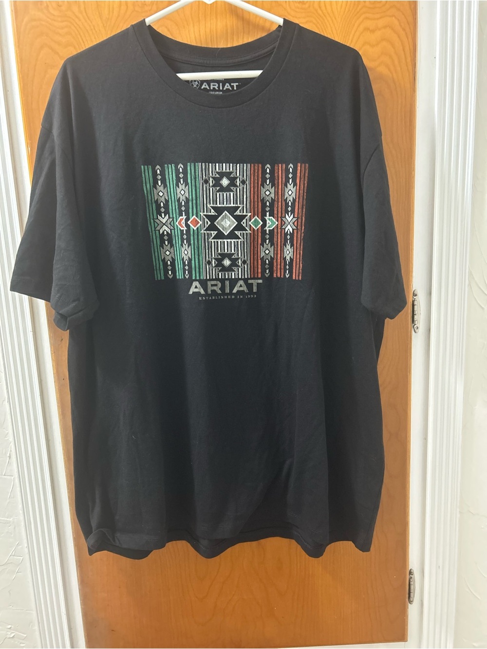 Ariat Black Short-Sleeve Tee with Southwestern Multi-Stripe Graphic